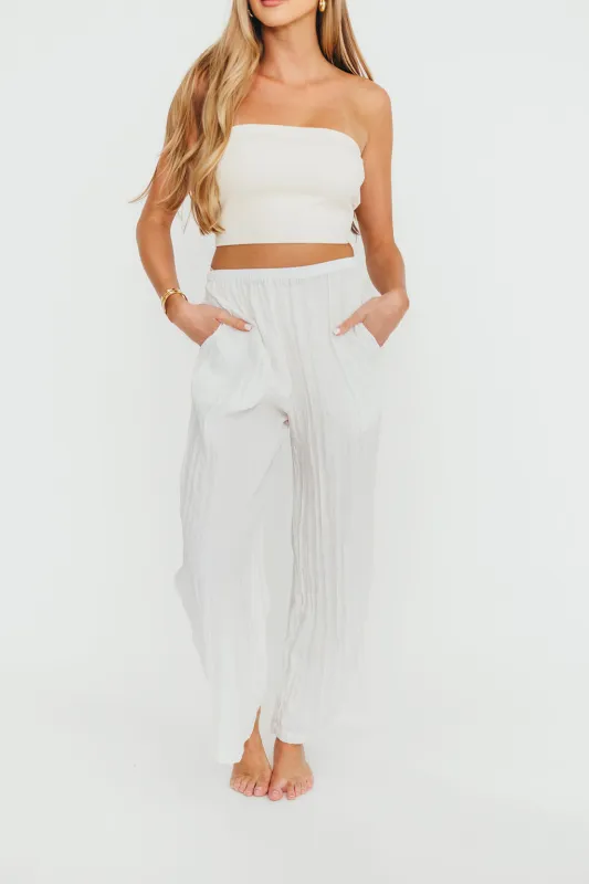 Harmony Crinkle Fabric Pants in Milk (Please see description) *Final-Sale* sold by Worth Collective