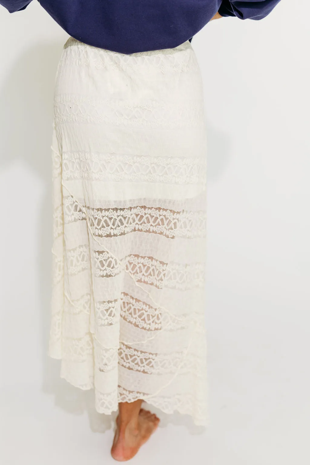 Blaine Lace Knitted Maxi Skirt in Cream sold by Worth Collective product image thumbnail 5