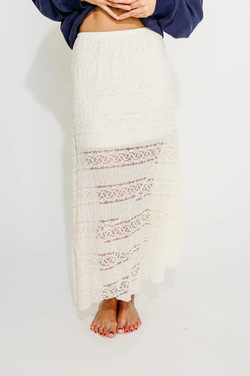 Blaine Lace Knitted Maxi Skirt in Cream sold by Worth Collective product image thumbnail 2