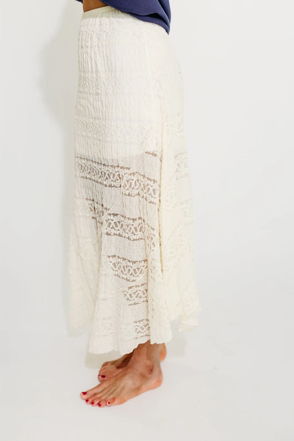 Blaine Lace Knitted Maxi Skirt in Cream sold by Worth Collective product image thumbnail 3