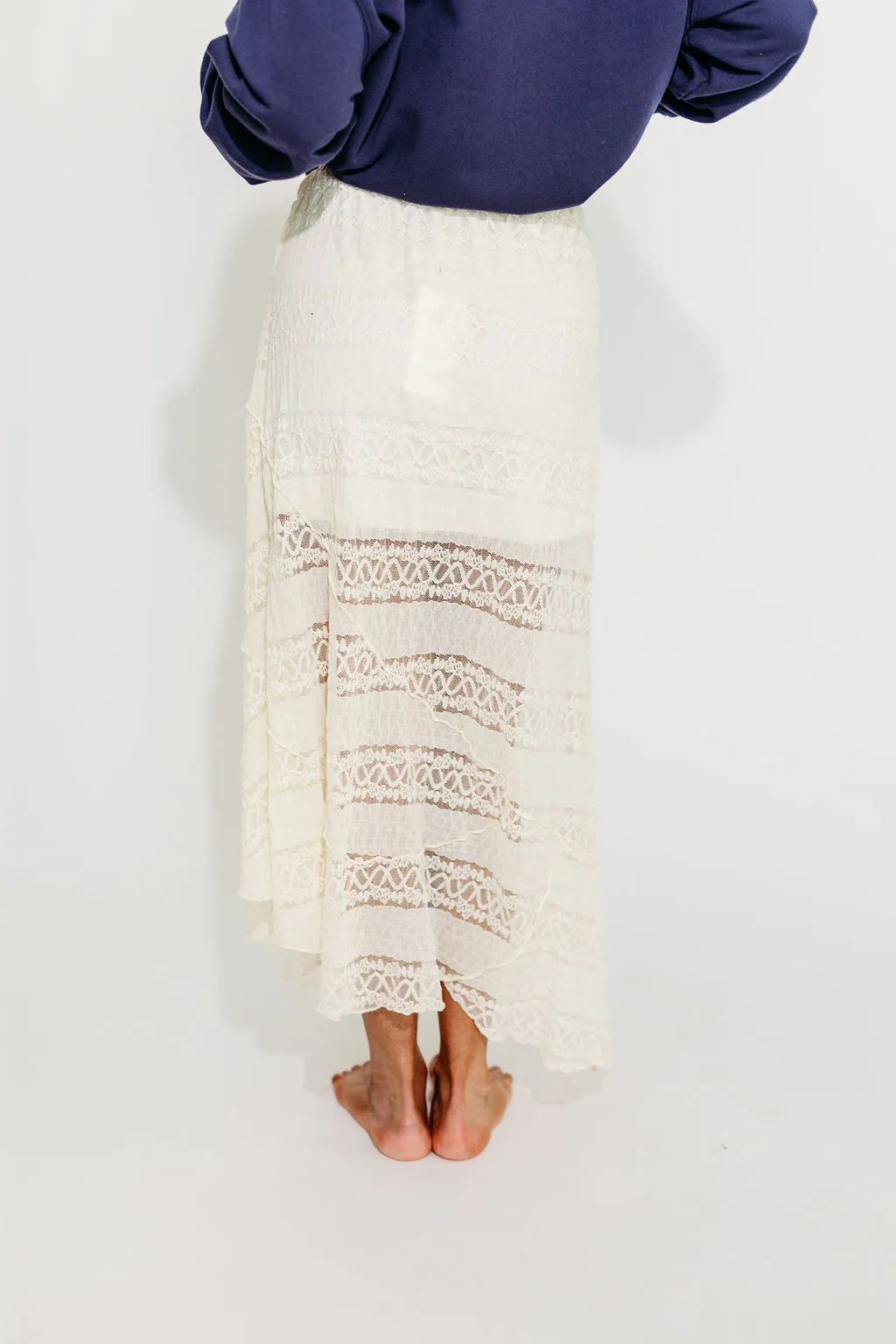 Blaine Lace Knitted Maxi Skirt in Cream sold by Worth Collective product image thumbnail 4
