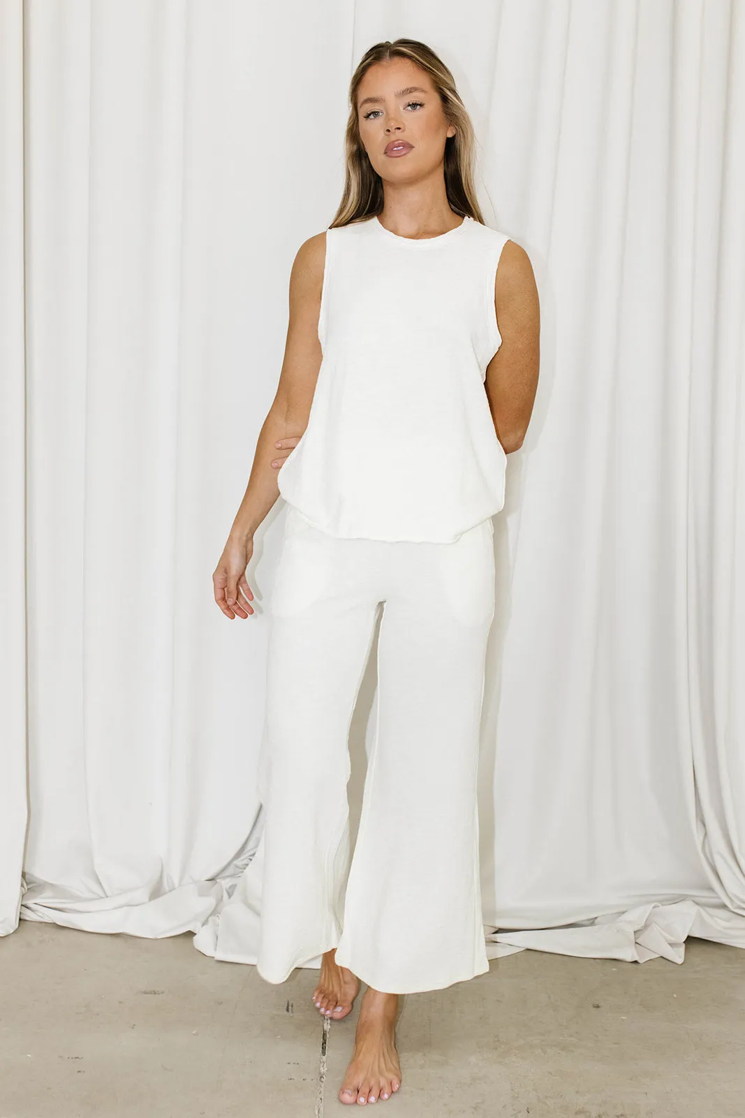 Journey Textured Lounge Set in Cream sold by Worth Collective