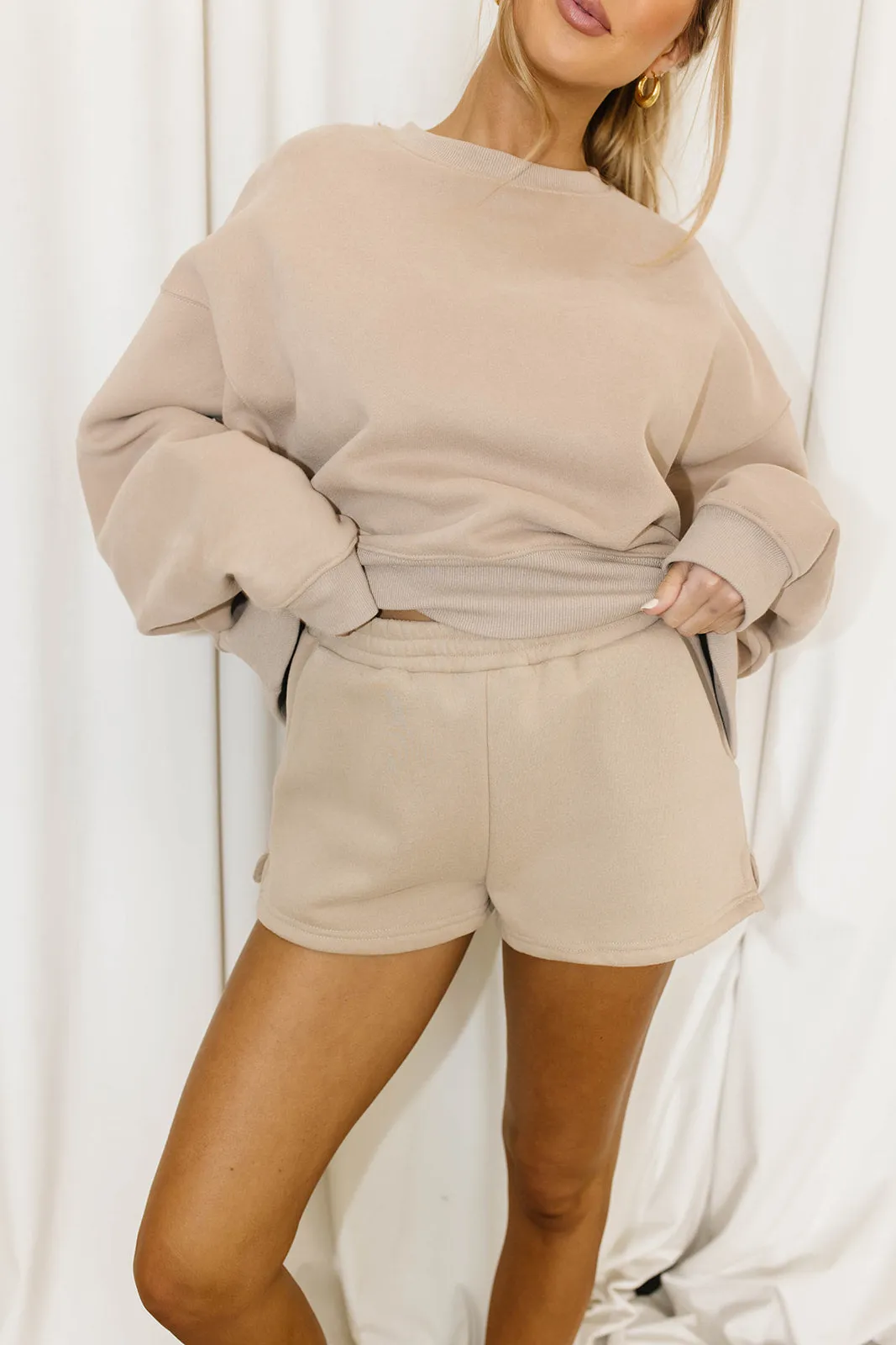 Comfy Cozy High Waisted Sweat Shorts in Mocha - Top Sold Separately sold by Worth Collective product image thumbnail 2