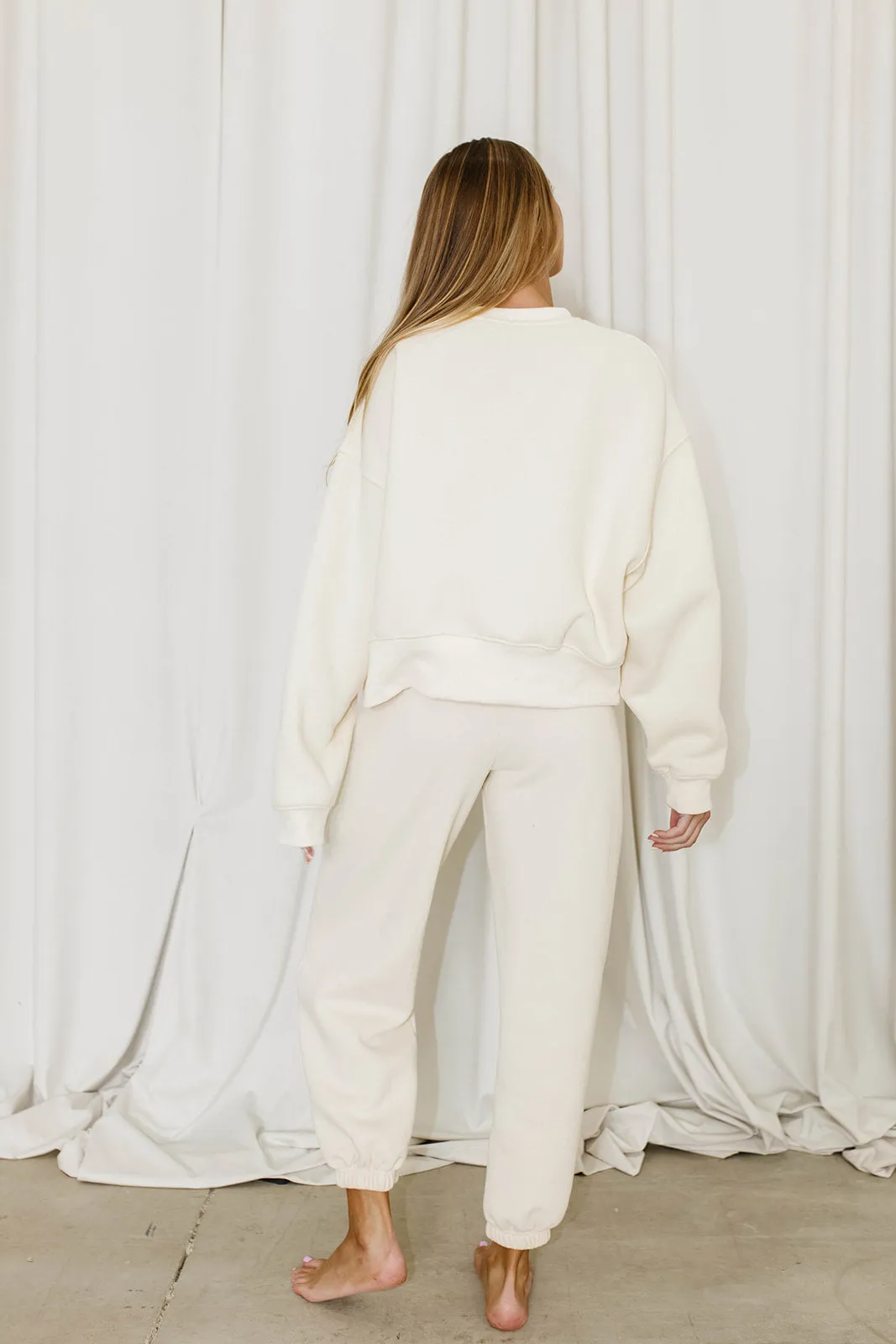 Comfy Cozy Sweatpants in Cream - Top Sold Separately sold by Worth Collective product image thumbnail 4