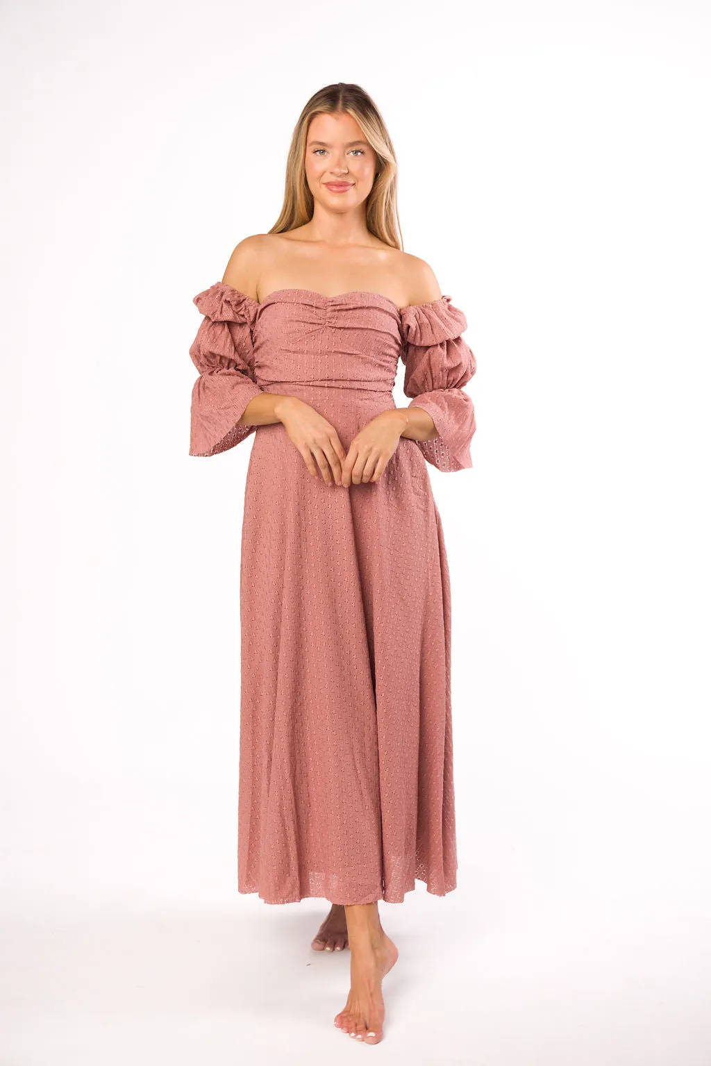 *FINAL SALE* Corrine Tiered Sleeve Maxi Dress with Pockets in Dusty Mauve - Bump Friendly sold by Worth Collective product image thumbnail 2