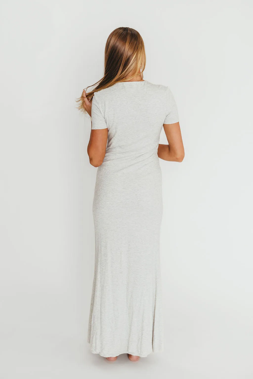 The Charlie Ribbed Maxi Dress in Light Heather Grey -Bump Friendly sold by Worth Collective product image thumbnail 5