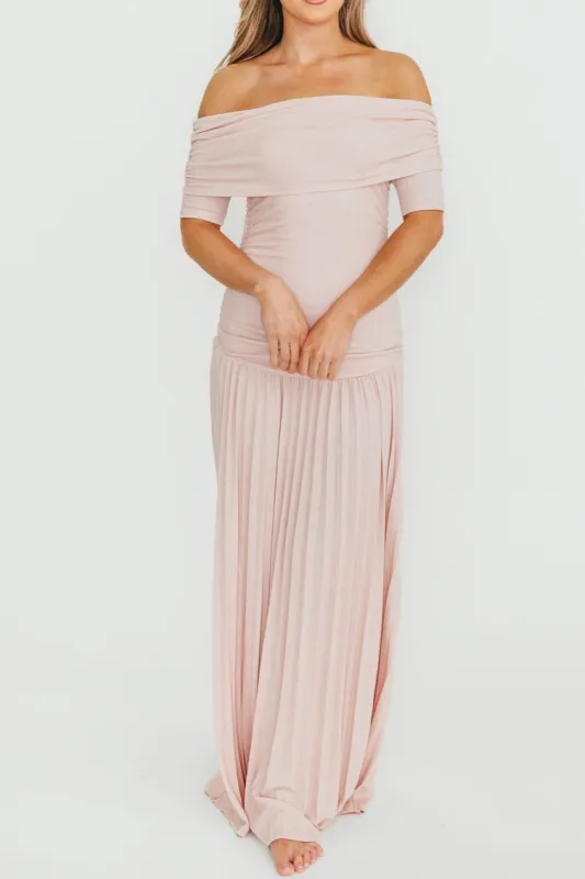 The Lennox Maxi Dress in Dusty Pink - Bump Friendly sold by Worth Collective