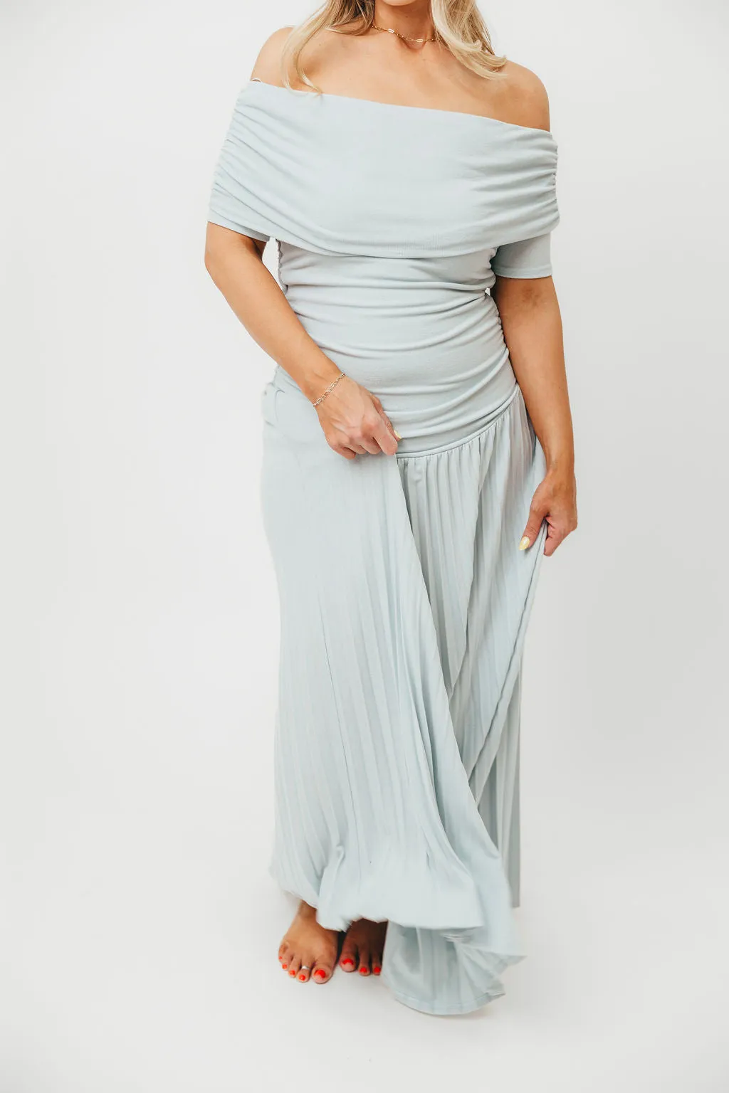 The Lennox Maxi Dress in Dusty Blue - Bump Friendly sold by Worth Collective product image thumbnail 3