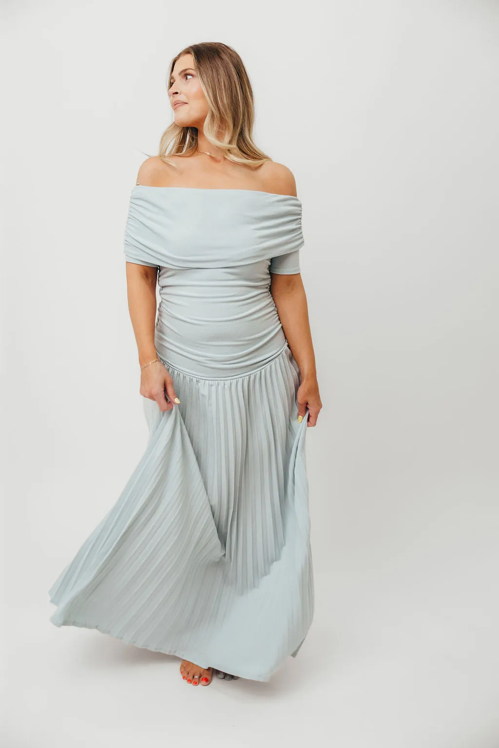 The Lennox Maxi Dress in Dusty Blue - Bump Friendly sold by Worth Collective product image thumbnail 2
