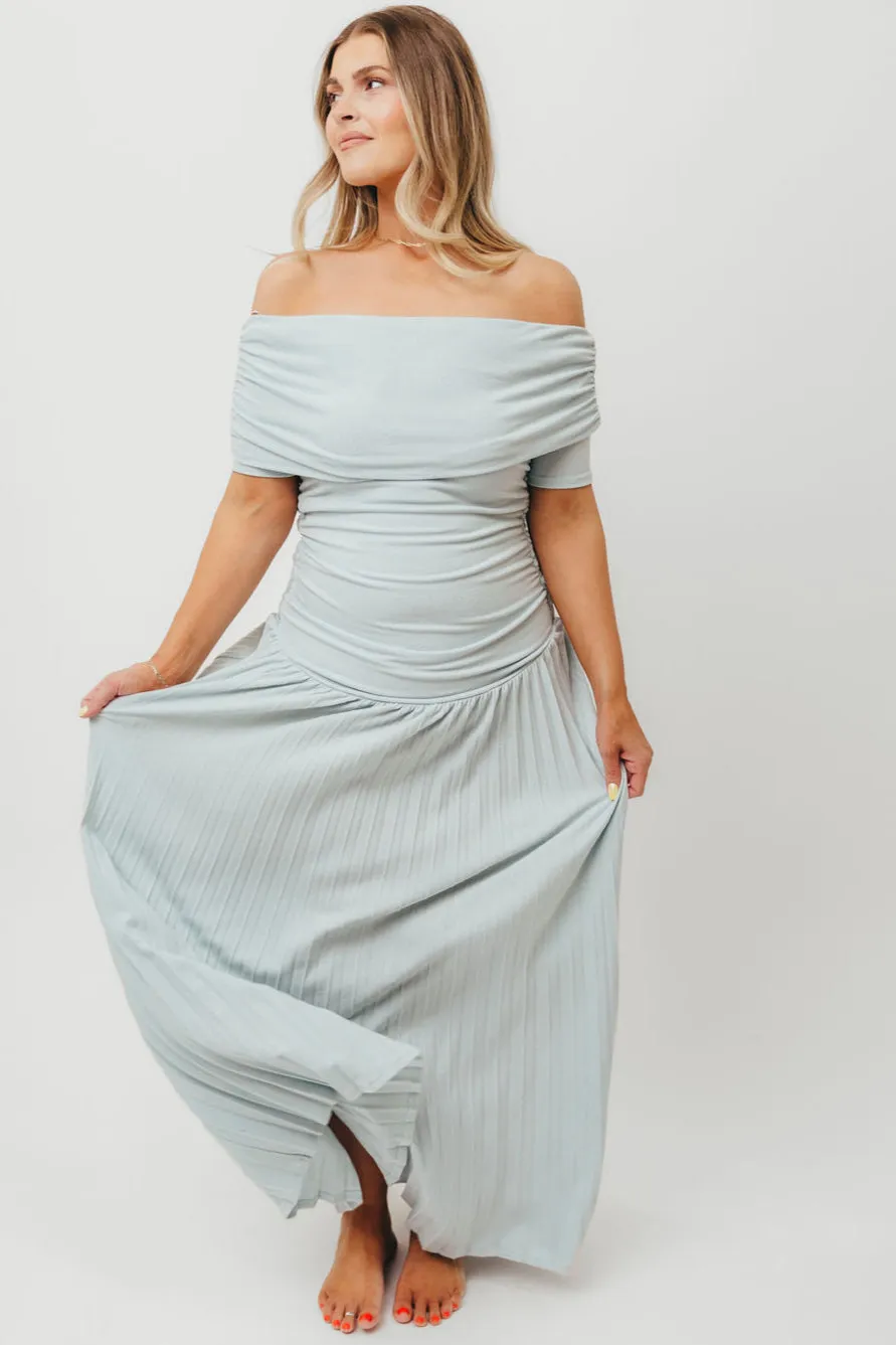 The Lennox Maxi Dress in Dusty Blue - Bump Friendly sold by Worth Collective