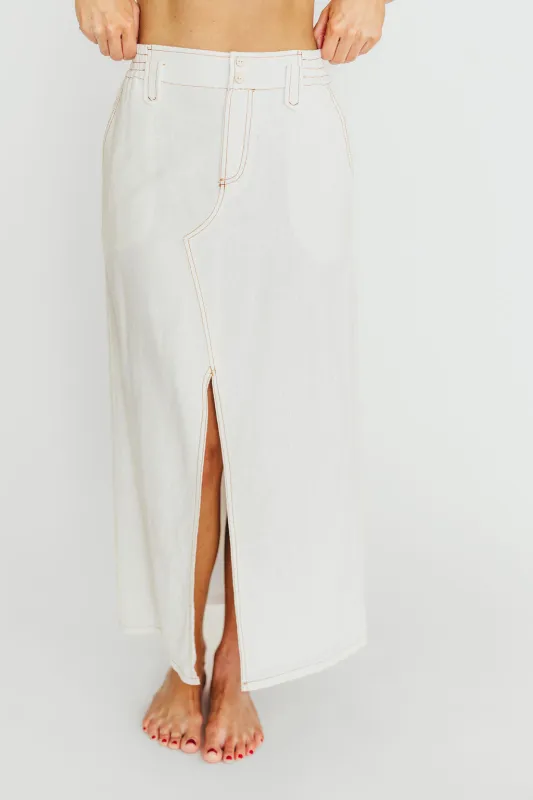 Marium Washed Linen Blend Maxi Skirt in Off-White *Final-Sale* sold by Worth Collective