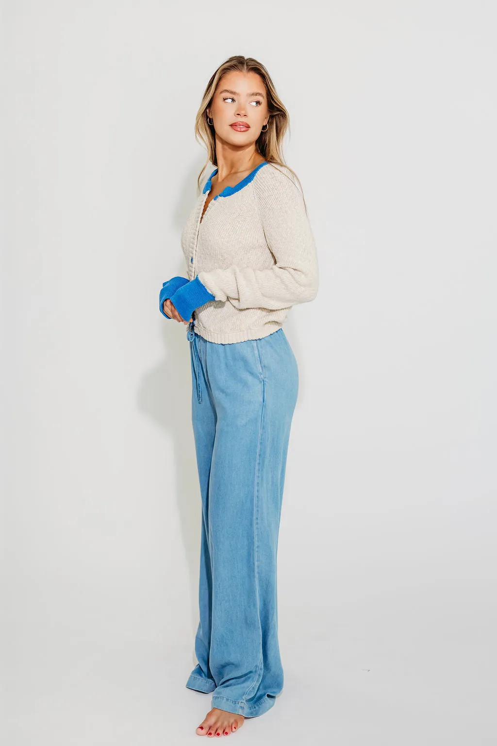 Bleu Marie Cardigan in Taupe Blue sold by Worth Collective product image thumbnail 3