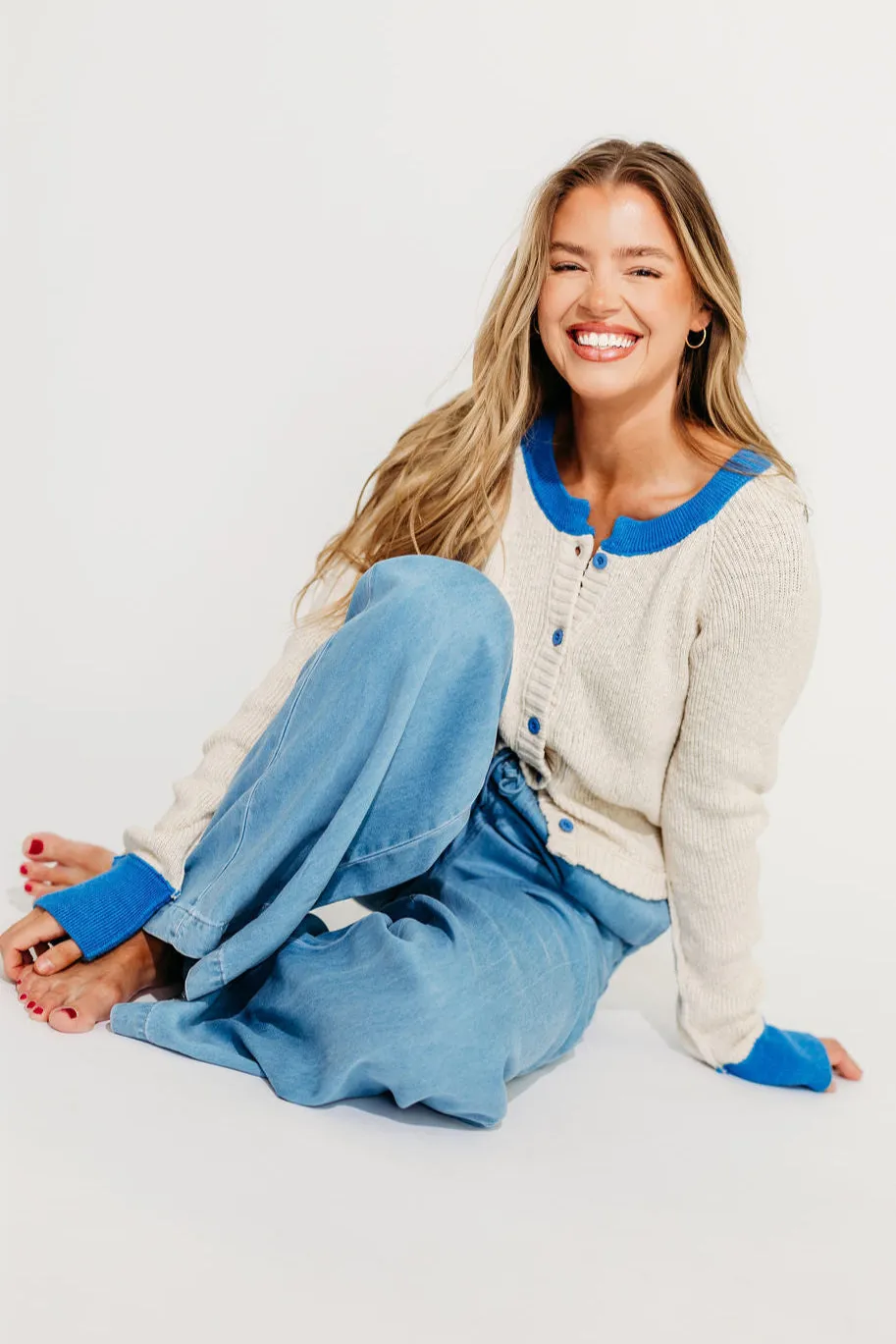 Bleu Marie Cardigan in Taupe Blue sold by Worth Collective