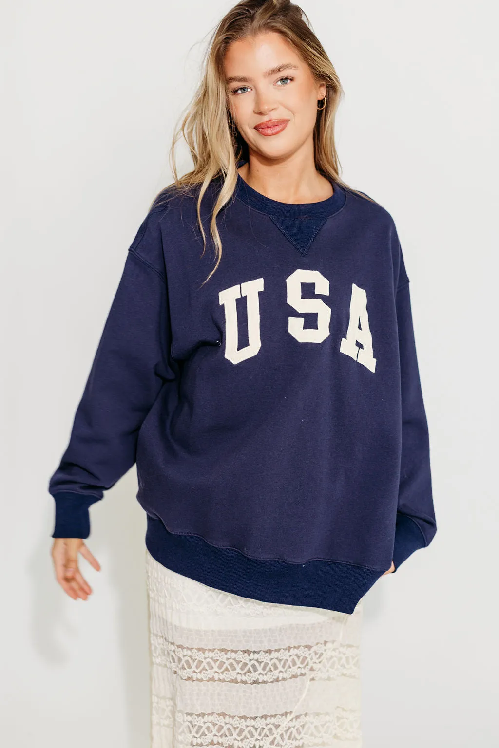 USA 100% Cotton Terry Pullover in Navy *Final-Sale* sold by Worth Collective product image thumbnail 4