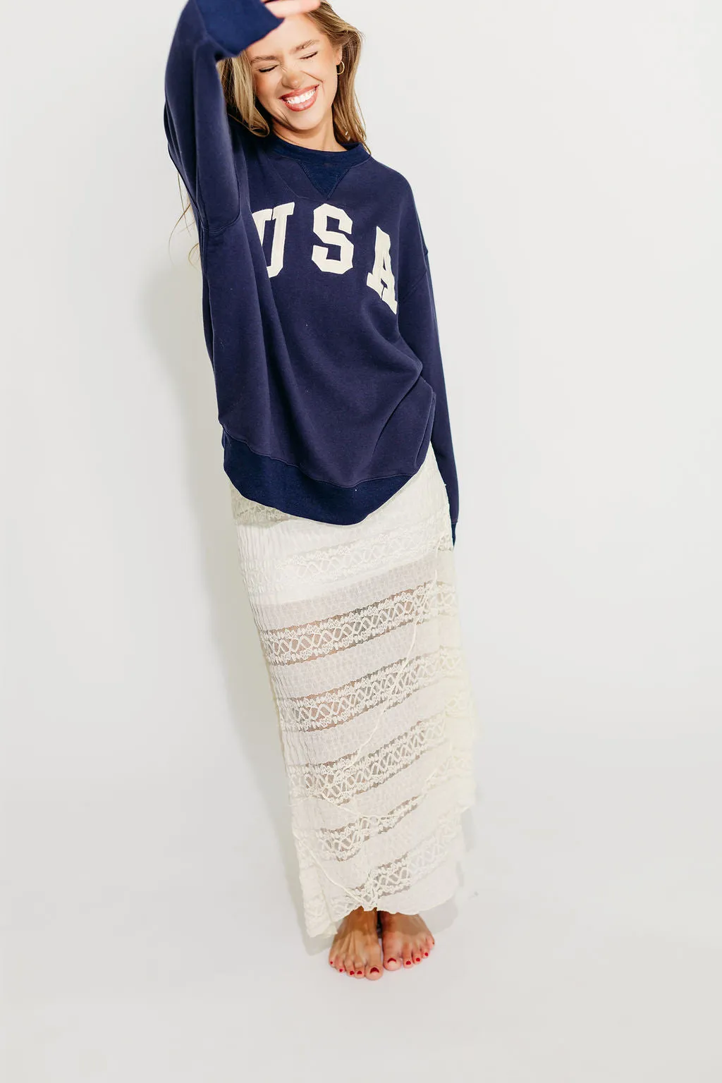 USA 100% Cotton Terry Pullover in Navy *Final-Sale* sold by Worth Collective product image thumbnail 5