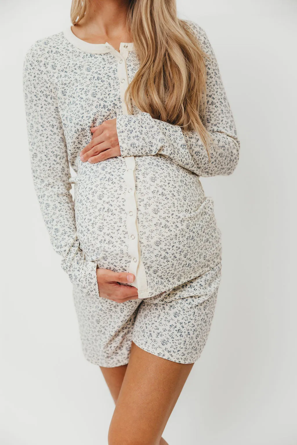 Rori Maternity Pajama Set in Ivory - Bump Friendly sold by Worth Collective product image thumbnail 3
