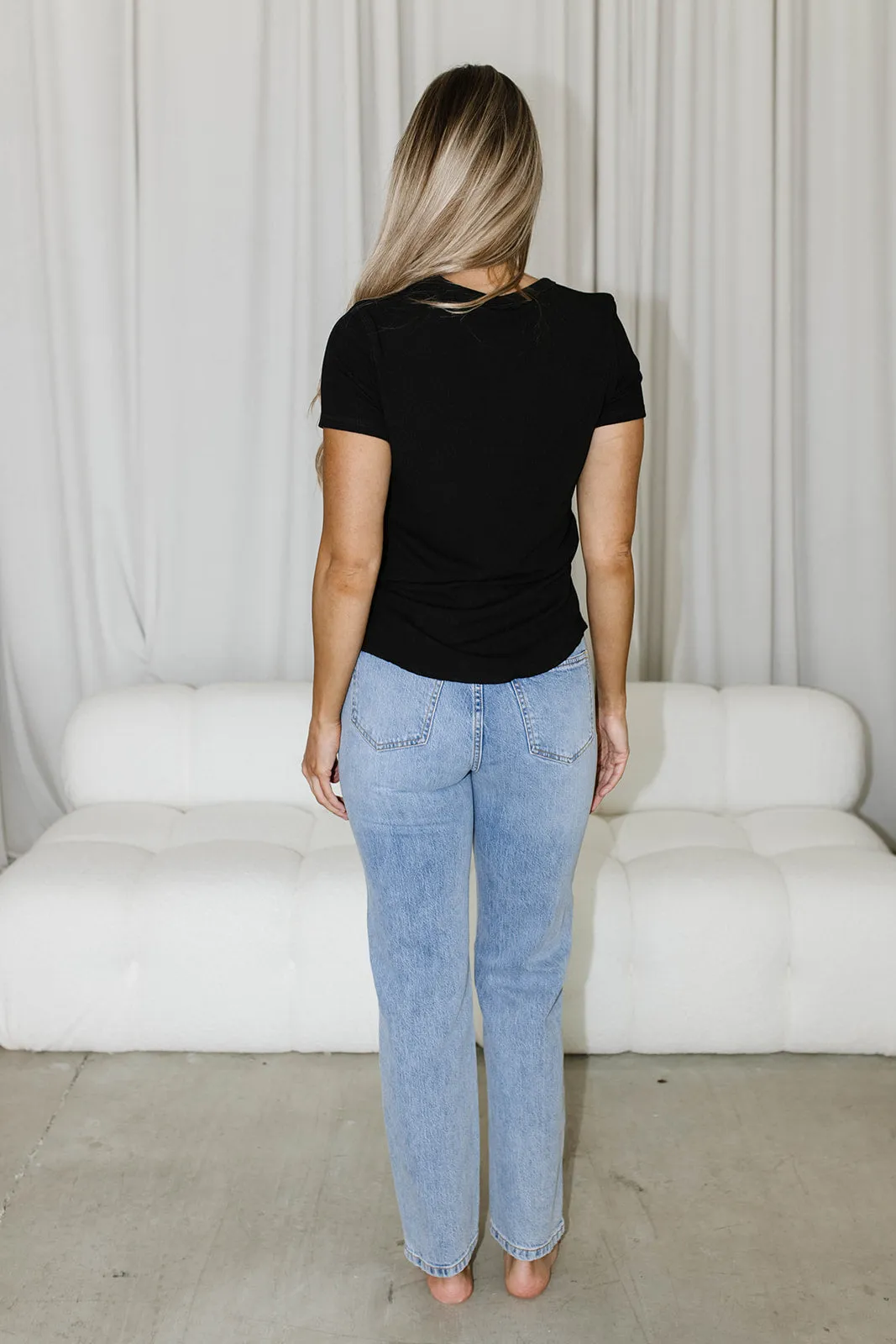 Phoenix Ribbed Knit Tee in Black sold by Worth Collective product image thumbnail 5