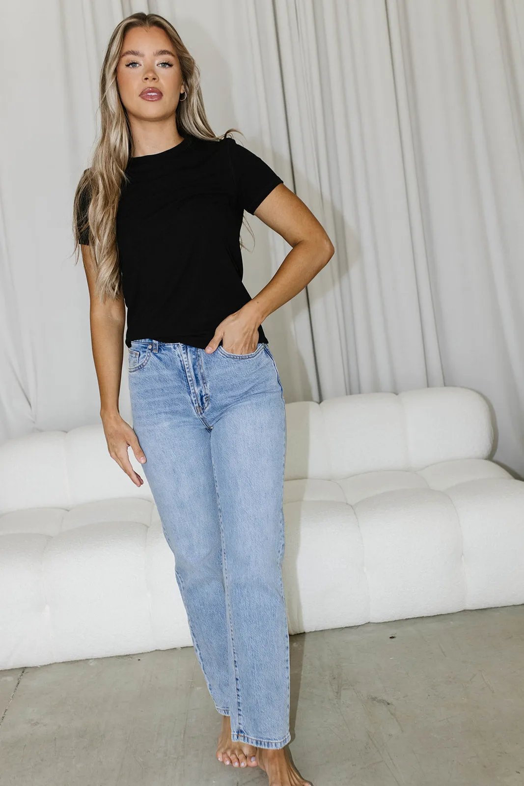 Phoenix Ribbed Knit Tee in Black sold by Worth Collective product image thumbnail 4