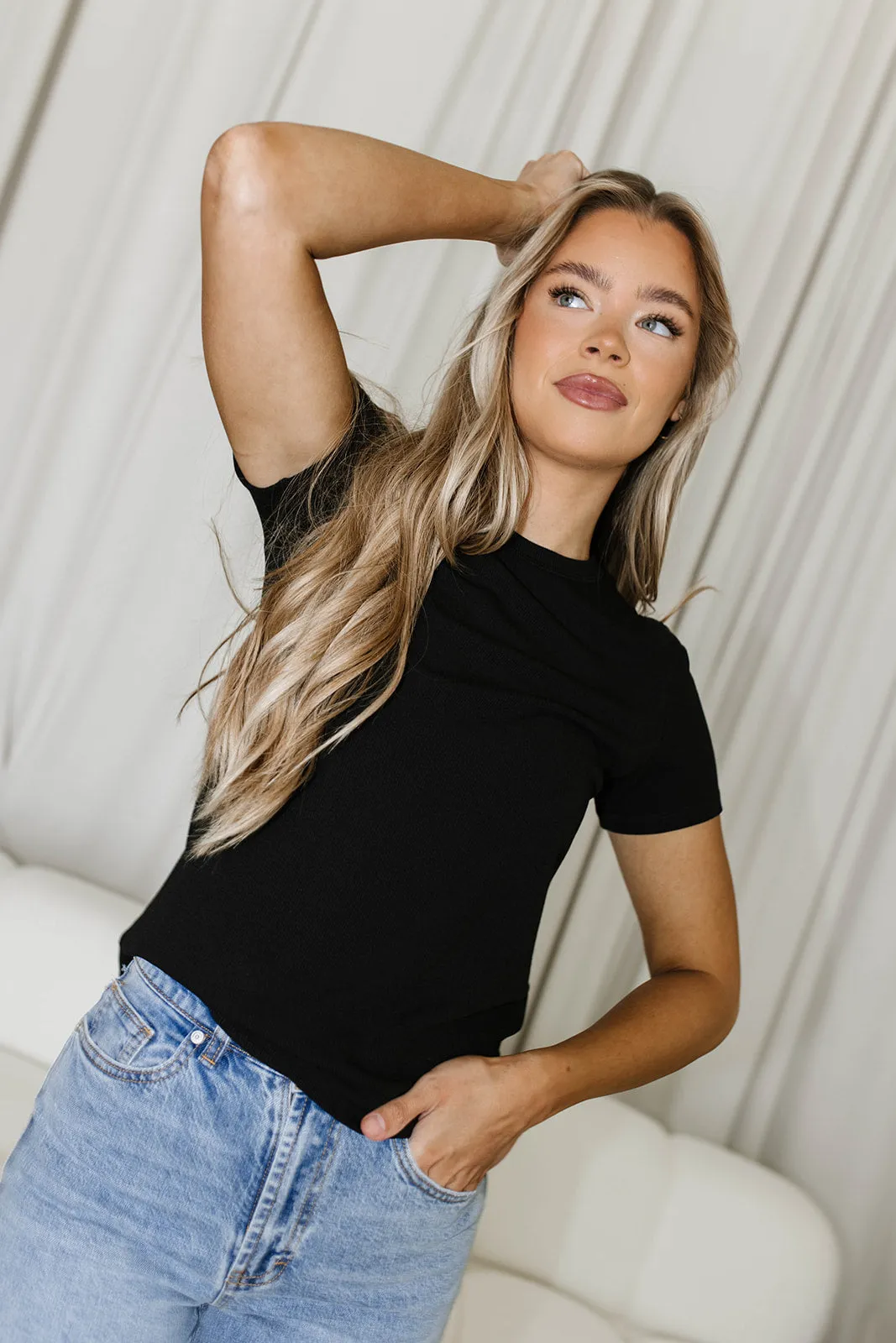 Phoenix Ribbed Knit Tee in Black sold by Worth Collective product image thumbnail 2