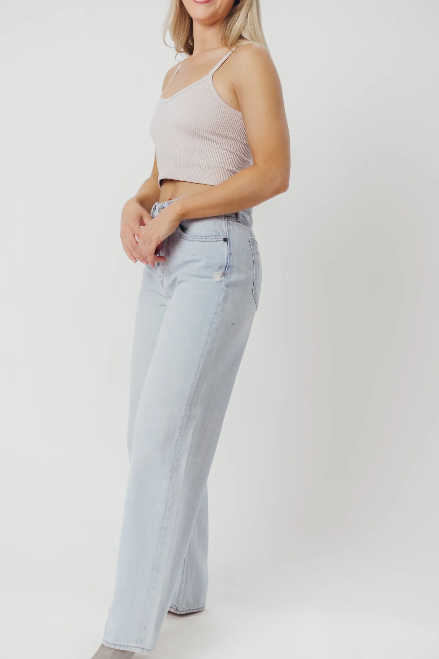 Nori Lightly Distressed Stretch Denim in Light Wash sold by Worth Collective product image thumbnail 2