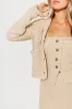 Bree Braided-Trim Cardigan with Pockets in Beige sold by Worth Collective