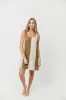Kenya 100% Linen Color Block Mini Dress in Olive/Oatmeal sold by Worth Collective