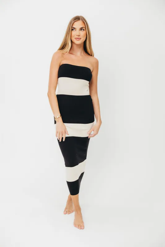 Eboni Knit Strapless Maxi Bodycon Tubetop Dress in Stripe sold by Worth Collective