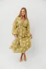 Rossi Embroidery Long Sleeve Midi Dress in Moss sold by Worth Collective