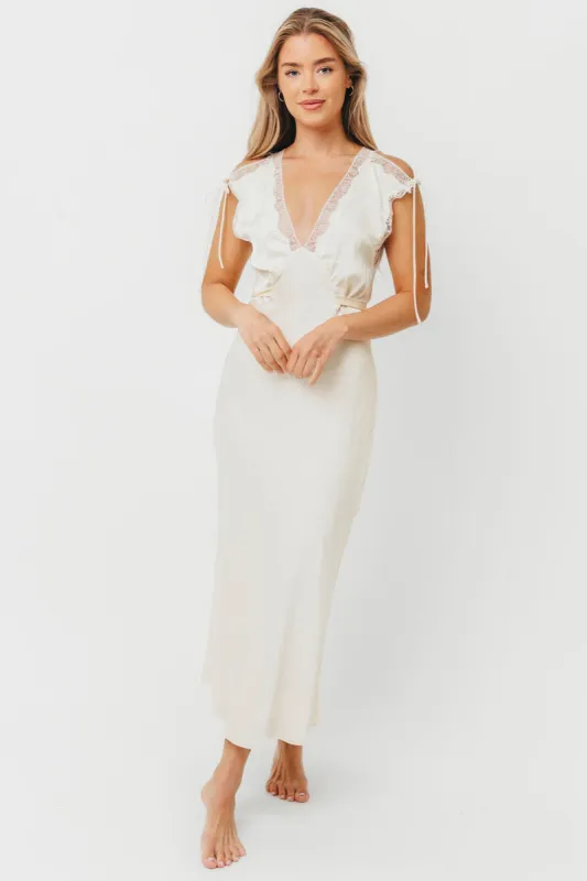 Monarch Midi Dress in Cream sold by Worth Collective
