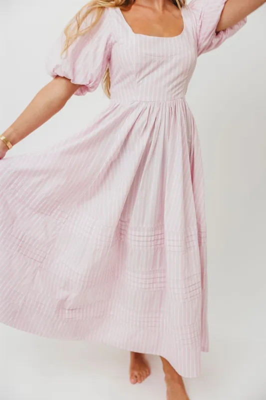Abby 100% Cotton Midi Dress in Pink *Final-Sale* sold by Worth Collective
