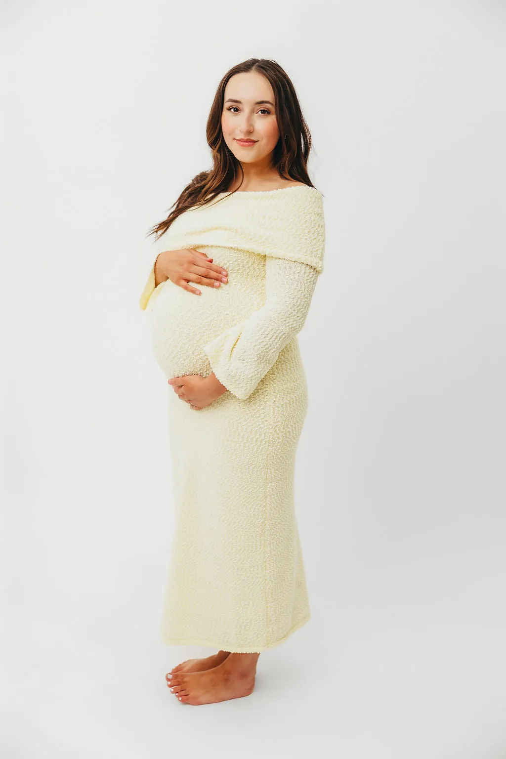 Nora Knit Maxi Dress in Butter Yellow- Bump Friendly sold by Worth Collective product image thumbnail 3