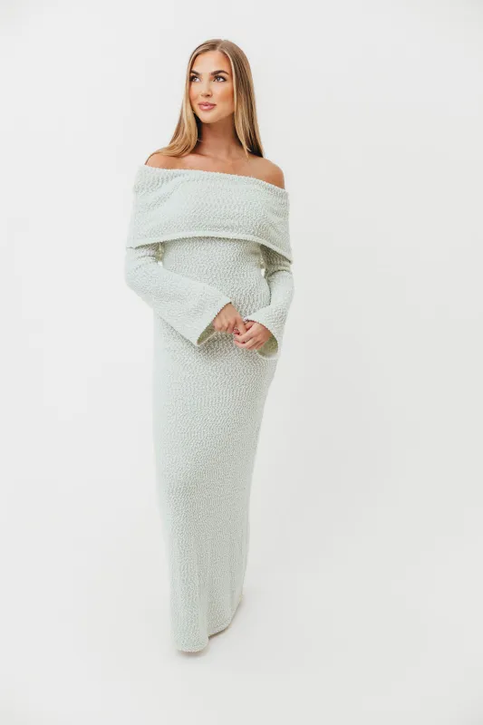 Nora Knit Maxi Dress in Seafoam- Bump Friendly sold by Worth Collective