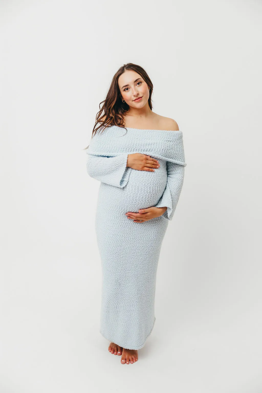Nora Knit Maxi Dress in Dusty Blue - Bump Friendly sold by Worth Collective product image thumbnail 3