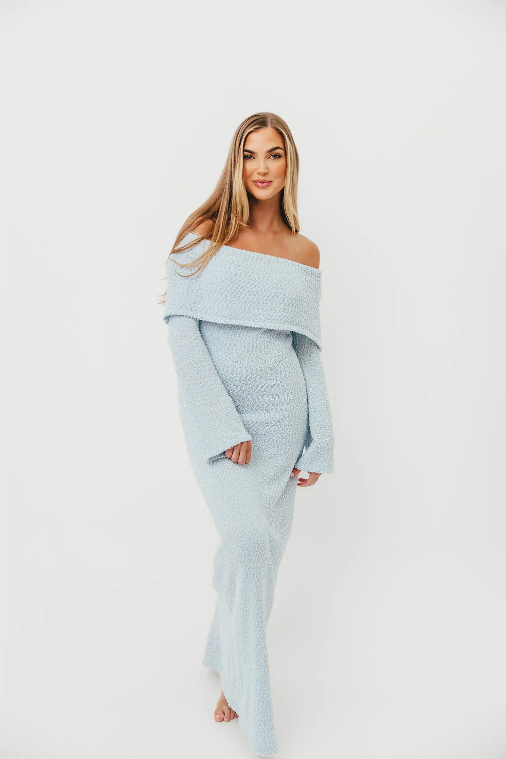 Nora Knit Maxi Dress in Dusty Blue - Bump Friendly sold by Worth Collective product image thumbnail 4