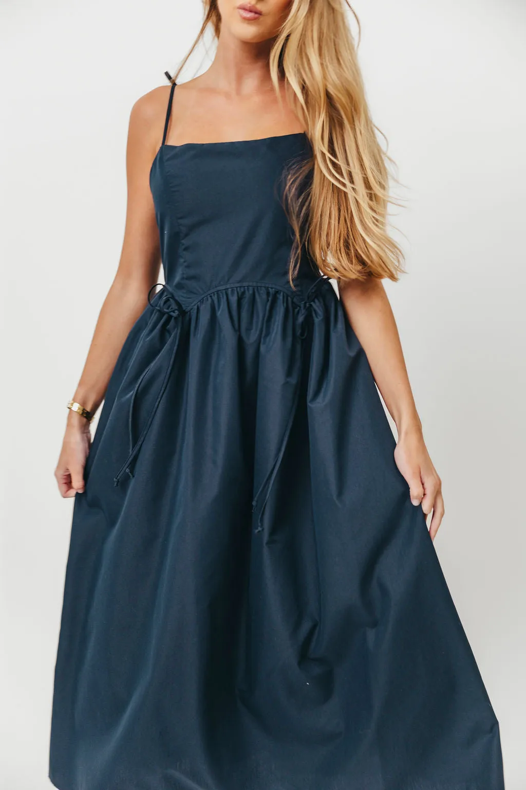 Gracelyn Bow Tie Front Detail Maxi Dress in Navy sold by Worth Collective product image thumbnail 3