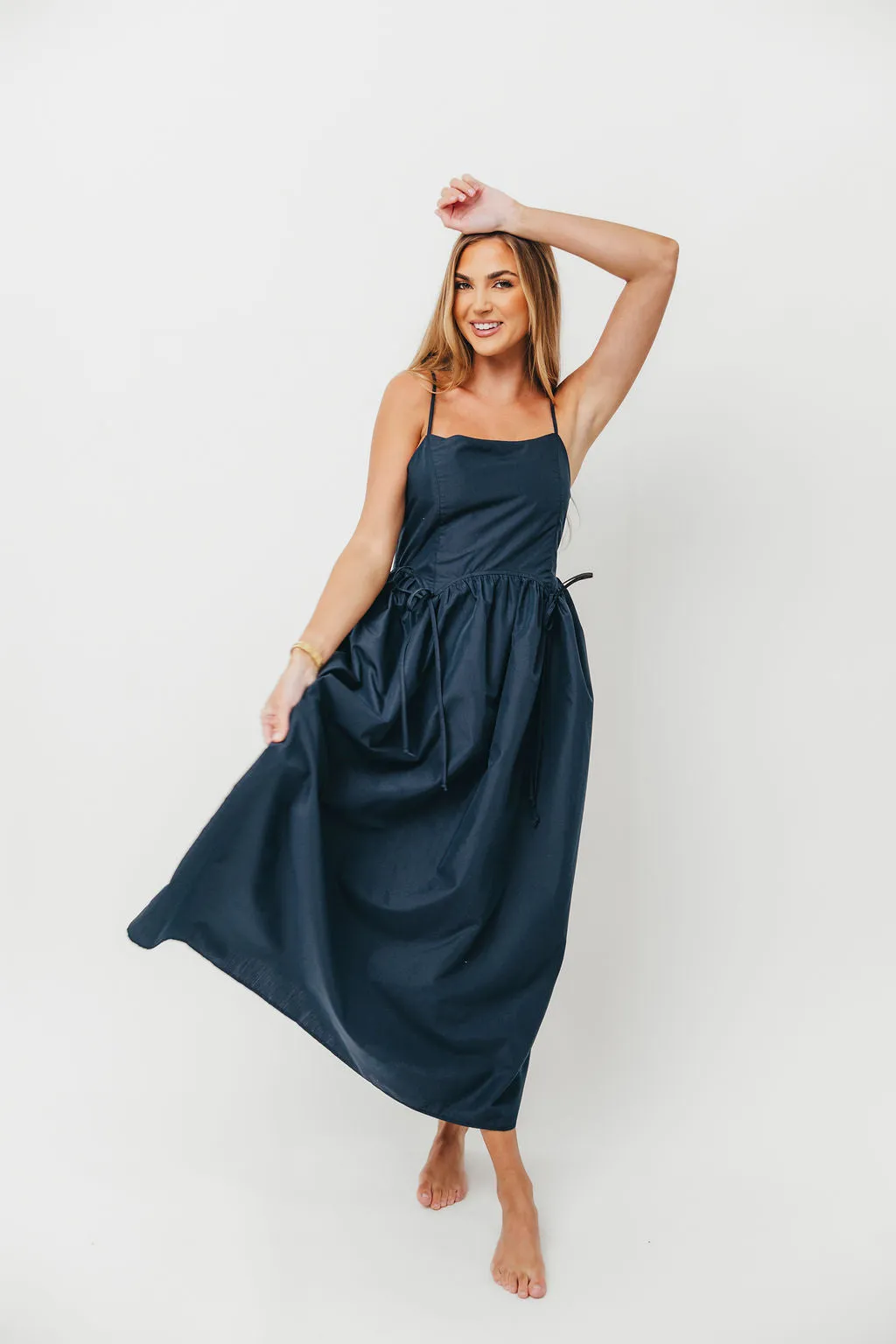 Gracelyn Bow Tie Front Detail Maxi Dress in Navy sold by Worth Collective product image thumbnail 2