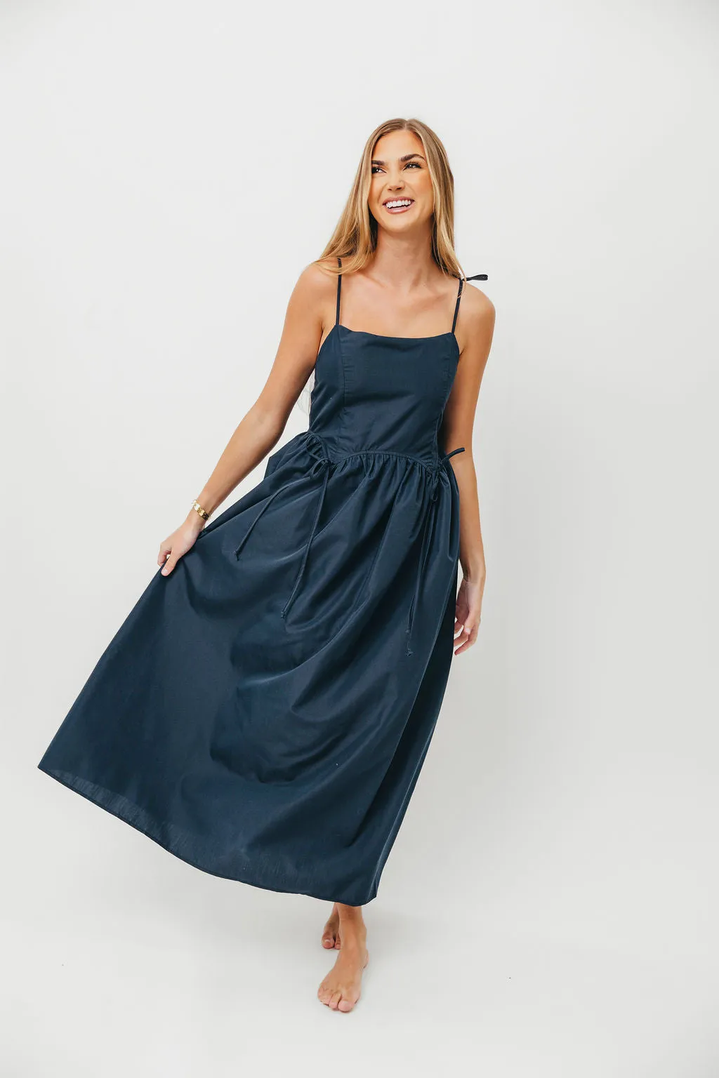 Gracelyn Bow Tie Front Detail Maxi Dress in Navy sold by Worth Collective product image thumbnail 4