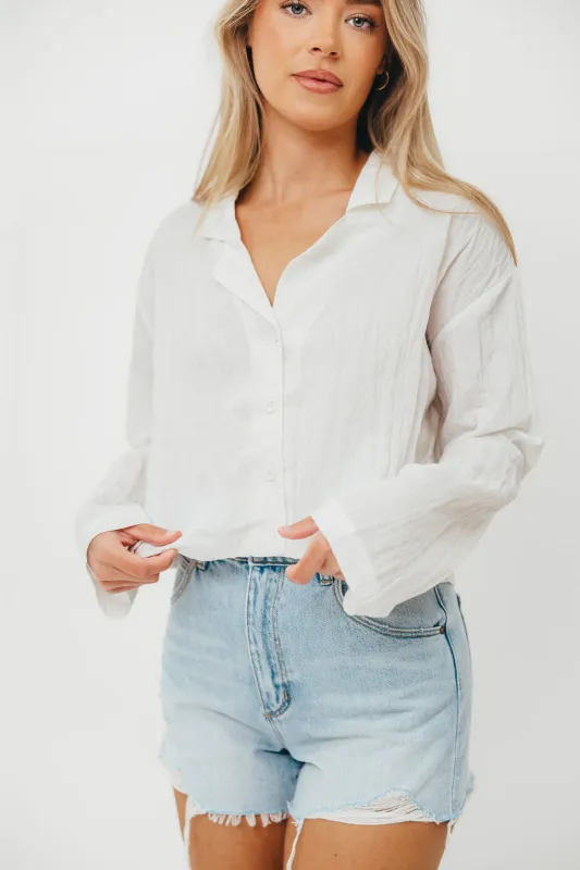 Zariah Long Sleeve Summer Shirt in Milk sold by Worth Collective
