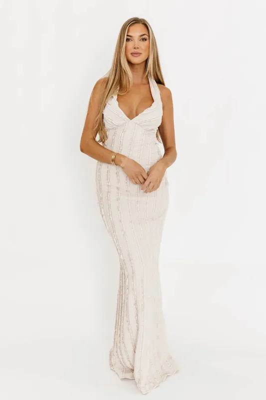 Lydia Maxi Lace Dress in Vanilla sold by Worth Collective