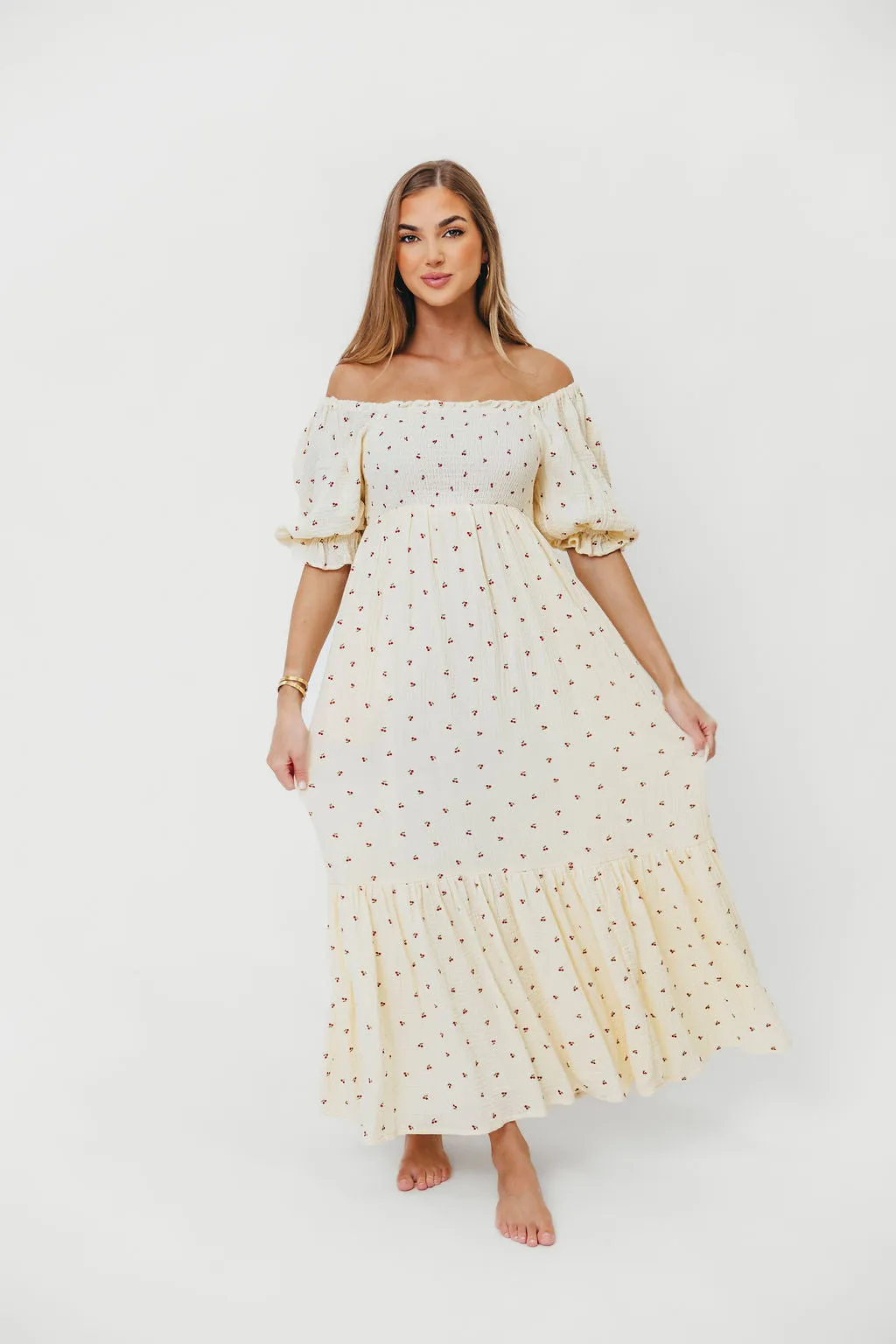 Livvy 100% Cotton Maxi Dress in Cherries - Bump Friendly & Inclusive Sizing sold by Worth Collective product image thumbnail 5