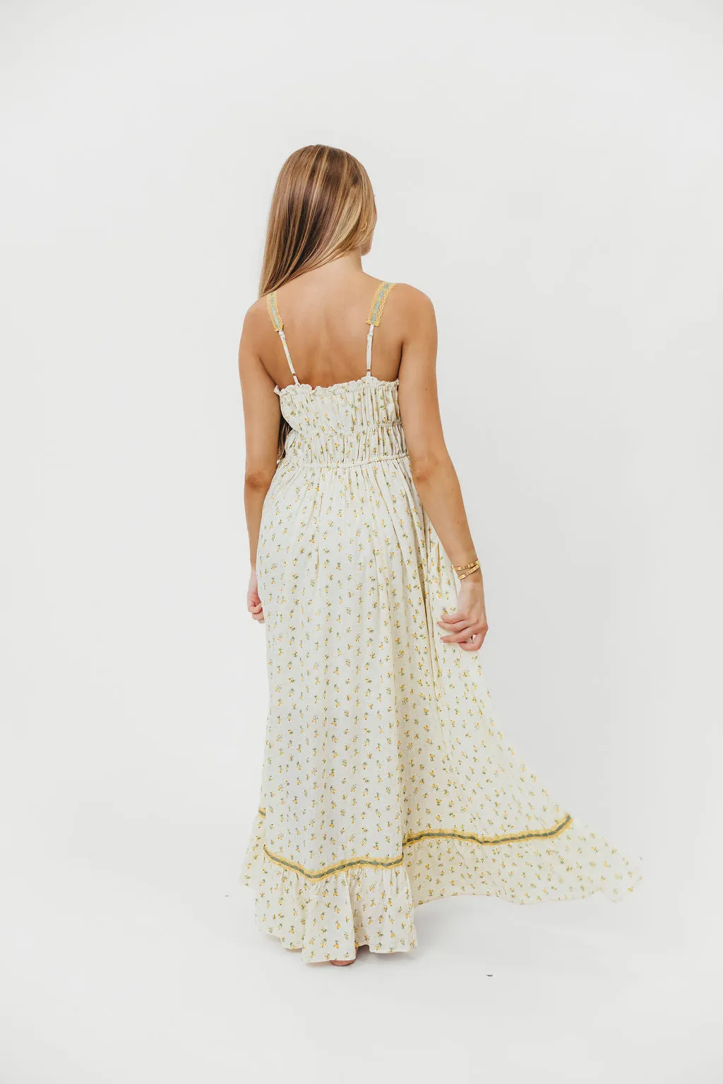 Cindy Floral Lace Contrast Maxi Dress in Daffodil sold by Worth Collective product image thumbnail 5