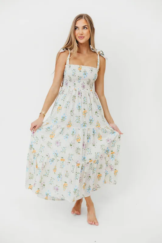 Liliosa 100% Cotton Maxi Dress in Cream Floral sold by Worth Collective
