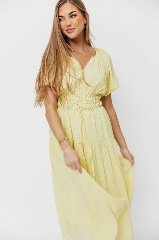 Pamela Elegant Tiered Maxi Dress in Light Yellow *Final-Sale* sold by Worth Collective