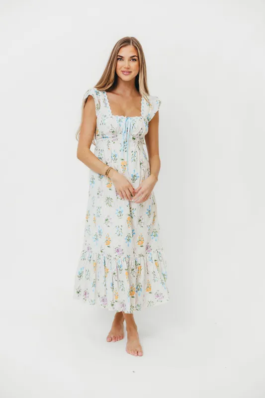 Chala Maxi Dress in Cream Floral sold by Worth Collective
