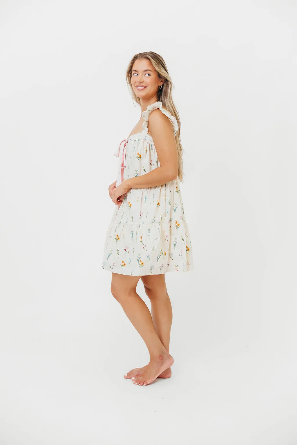 Lulu Flutter Sleeve Mini Dress in Floral sold by Worth Collective product image thumbnail 4