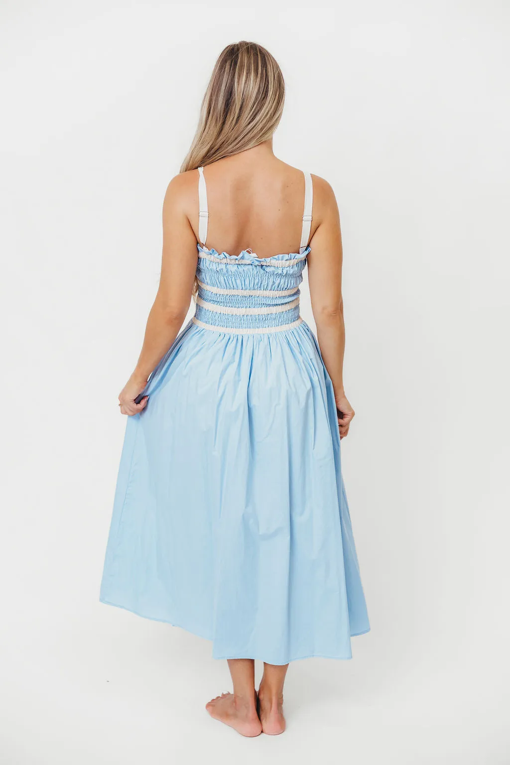 Edie 100% Cotton Midi Dress with Combination Trim in Powder Blue sold by Worth Collective product image thumbnail 5