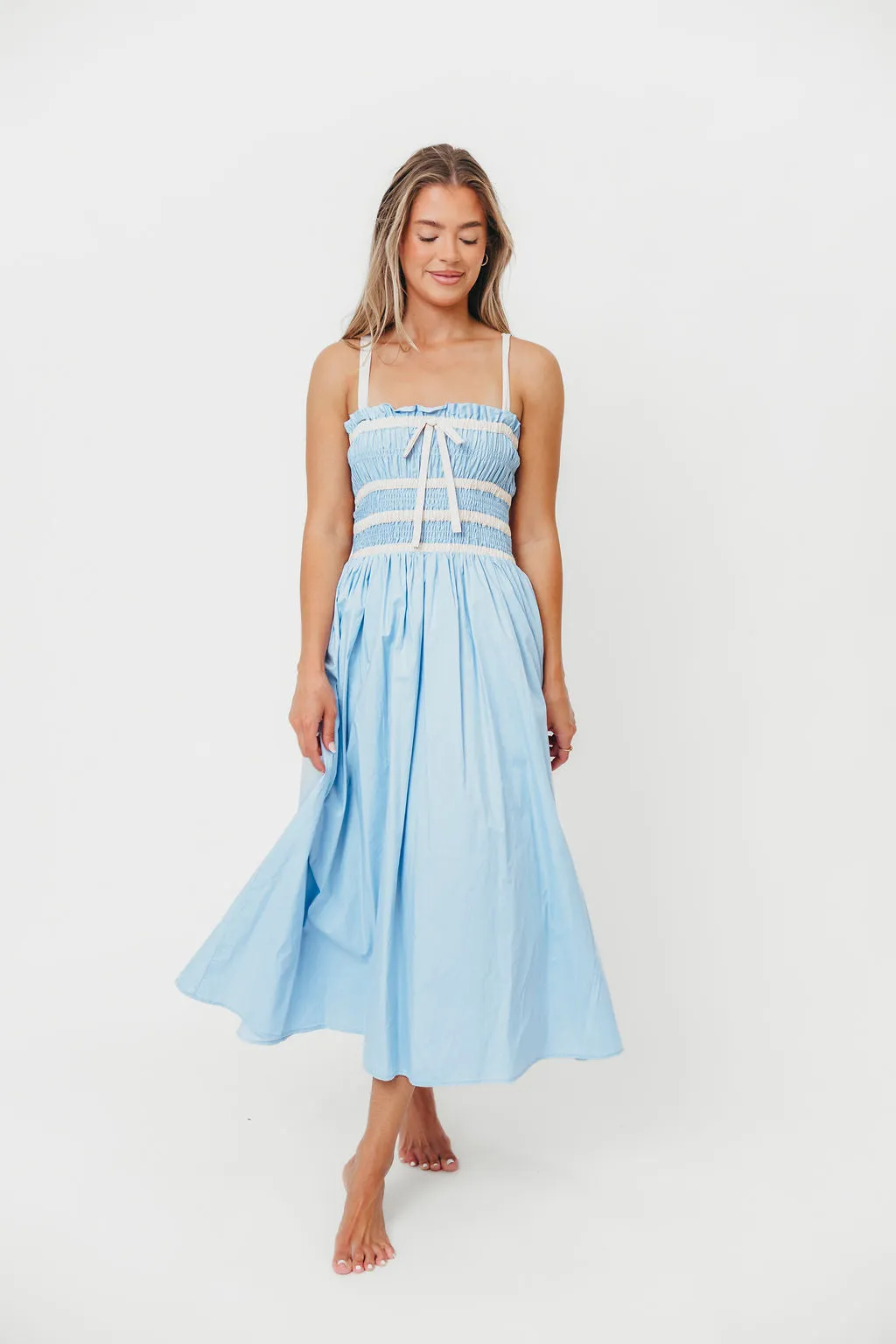 Edie 100% Cotton Midi Dress with Combination Trim in Powder Blue sold by Worth Collective product image thumbnail 2