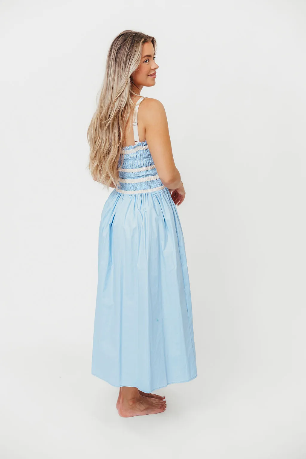 Edie 100% Cotton Midi Dress with Combination Trim in Powder Blue sold by Worth Collective product image thumbnail 4