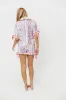 Rosalinda Floral Satin Ruffle Sleeve with Tie Detail P*Final-Sale*j Set in Light Blue/Multi sold by Worth Collective