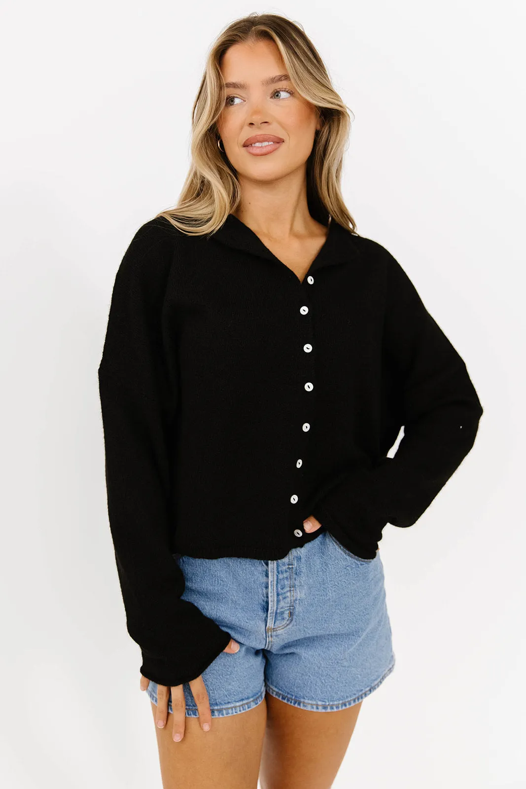 Piper Cardigan in Black sold by Worth Collective
